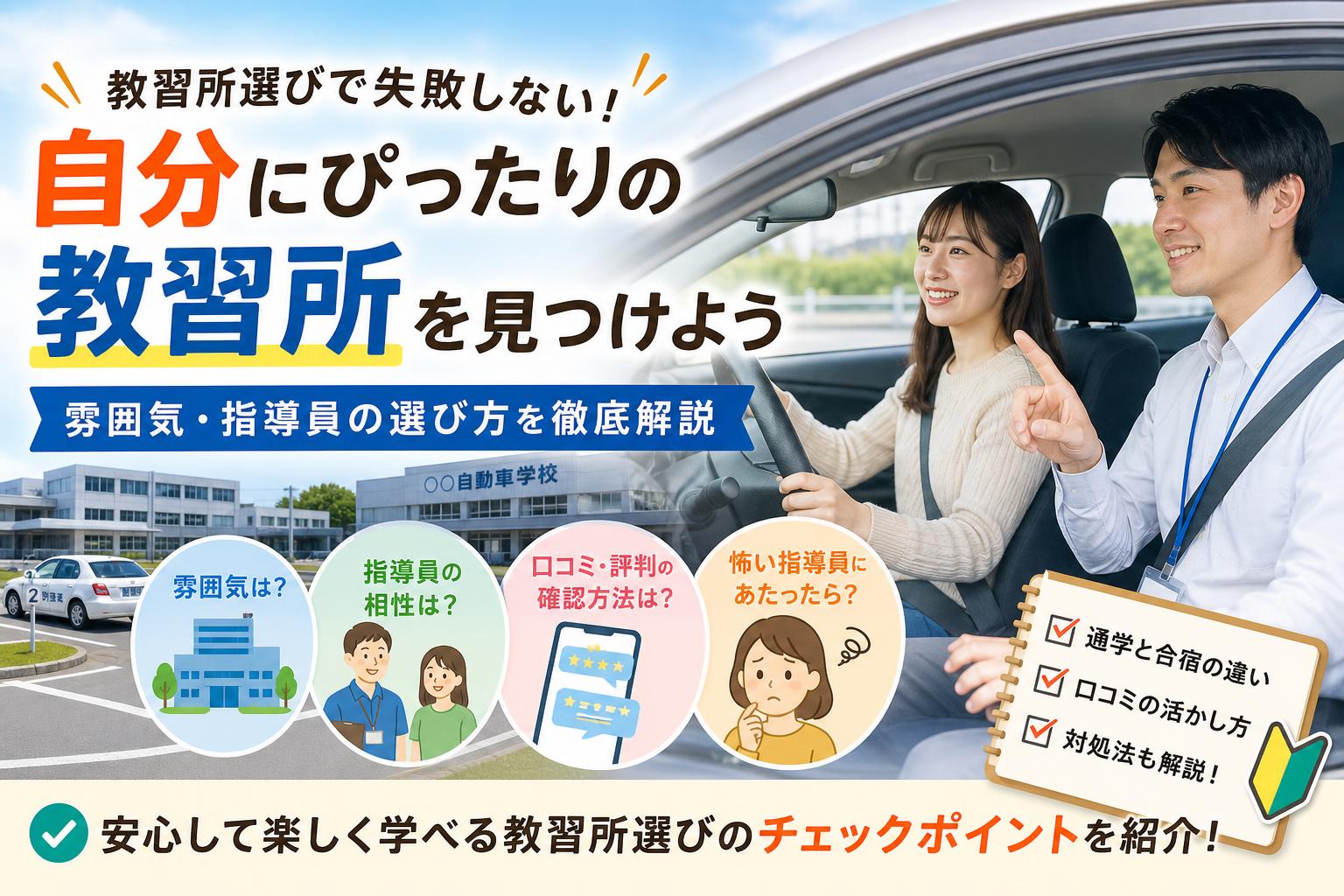 ピリピリした雰囲気は嫌！自分にあった指導員のいる教習所の選び方